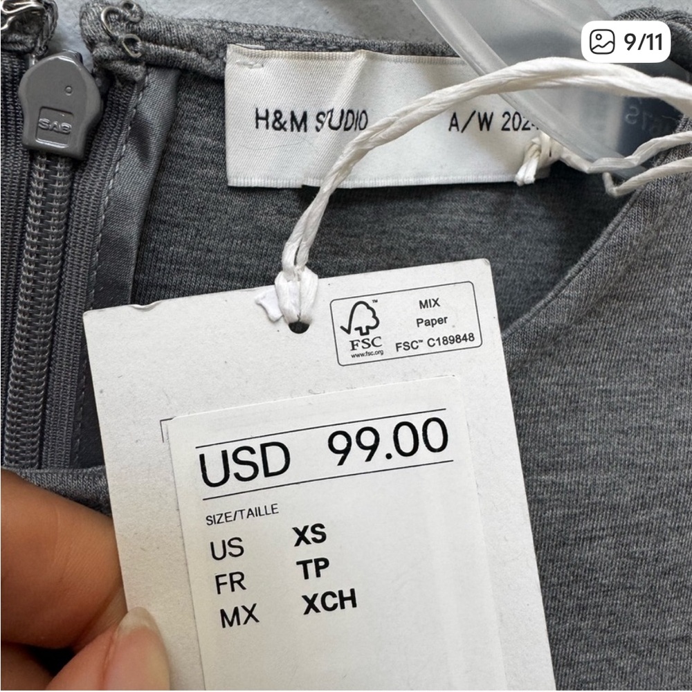 BRAND NEW H&M Studio Gray Hourglass T-Shirt Dress in XS - Picture 9 of 11